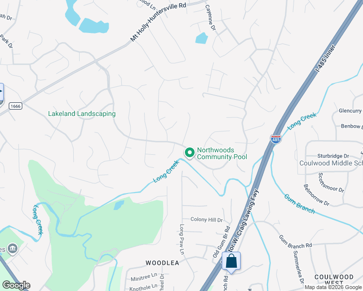 map of restaurants, bars, coffee shops, grocery stores, and more near 1636 Rocky Glen Lane in Charlotte