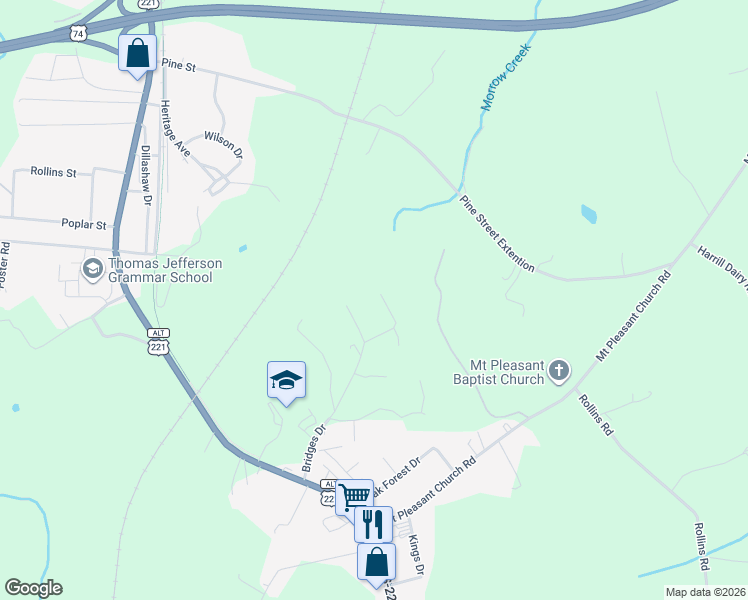 map of restaurants, bars, coffee shops, grocery stores, and more near 189 Vickers Street in Forest City