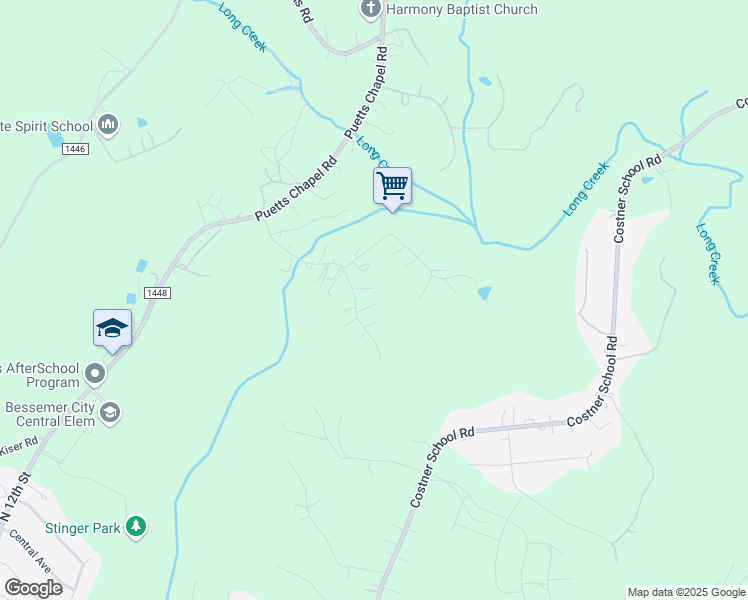 map of restaurants, bars, coffee shops, grocery stores, and more near 221 Davis Plantation Road in Bessemer City
