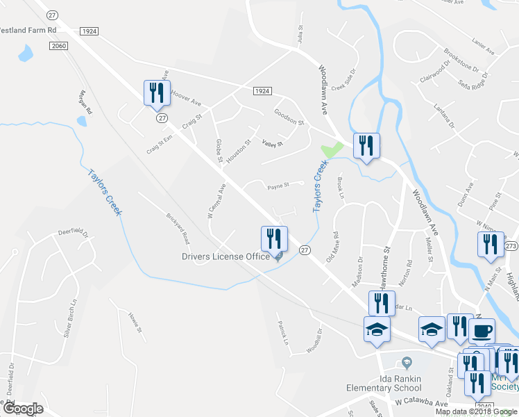 map of restaurants, bars, coffee shops, grocery stores, and more near 806 West Charlotte Avenue in Mount Holly