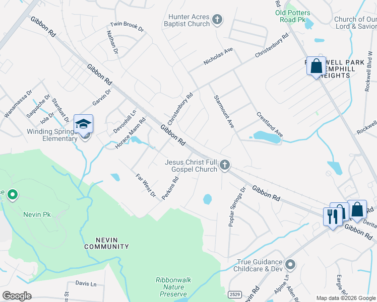 map of restaurants, bars, coffee shops, grocery stores, and more near 4643 Perkins Road in Charlotte