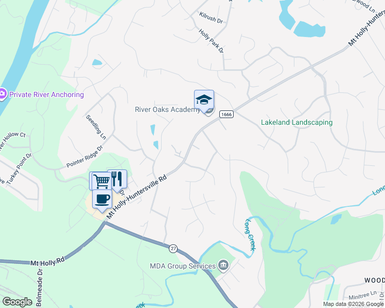 map of restaurants, bars, coffee shops, grocery stores, and more near 816 Mount Holly-Huntersville Road in Charlotte