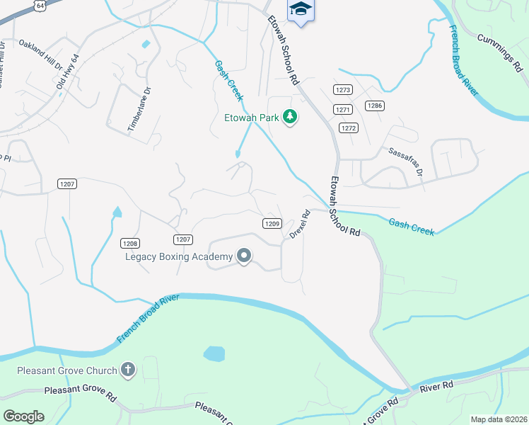 map of restaurants, bars, coffee shops, grocery stores, and more near 72 Drexel Road in Hendersonville