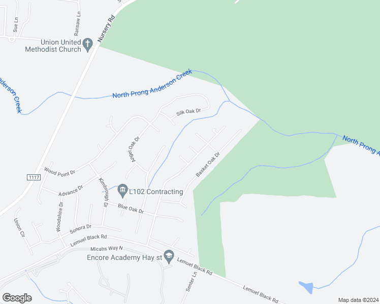 map of restaurants, bars, coffee shops, grocery stores, and more near 39 Ancient Oak Court in Bunnlevel