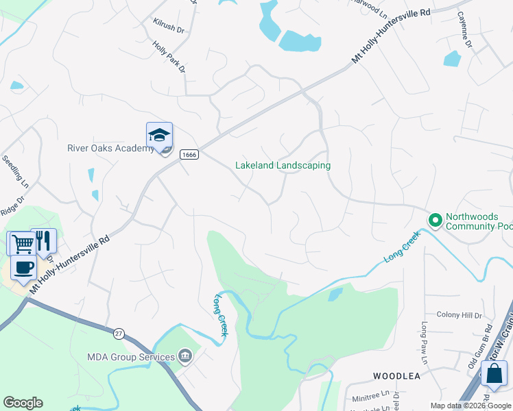 map of restaurants, bars, coffee shops, grocery stores, and more near 1420 Newfound Hollow Drive in Charlotte
