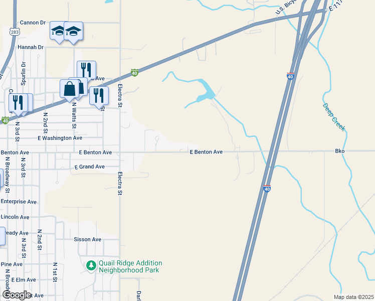 map of restaurants, bars, coffee shops, grocery stores, and more near 919 East Benton Avenue in Sayre