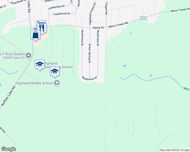 map of restaurants, bars, coffee shops, grocery stores, and more near 480 Northview Drive in Sanford