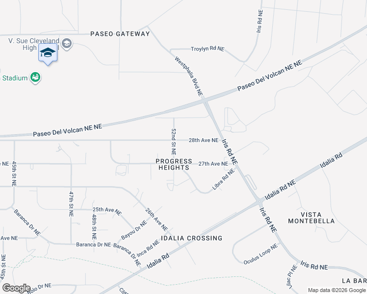 map of restaurants, bars, coffee shops, grocery stores, and more near 5116 28th Avenue Northeast in Rio Rancho