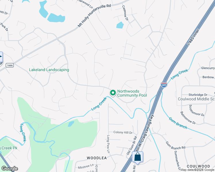 map of restaurants, bars, coffee shops, grocery stores, and more near 1636 Rocky Glen Lane in Charlotte