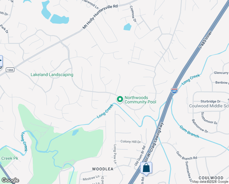 map of restaurants, bars, coffee shops, grocery stores, and more near 1636 Rocky Glen Lane in Charlotte