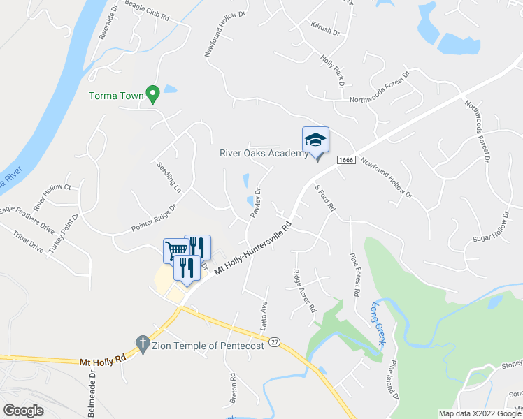 map of restaurants, bars, coffee shops, grocery stores, and more near 620 Pawley Drive in Charlotte