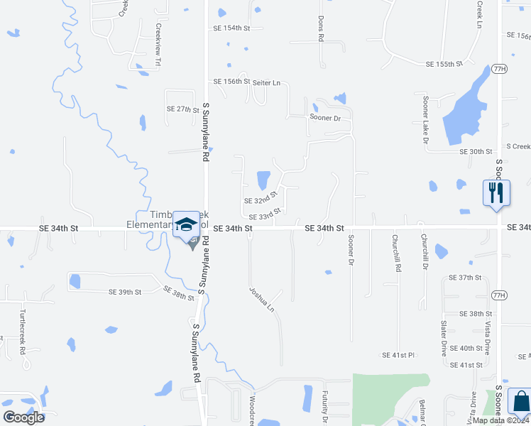 map of restaurants, bars, coffee shops, grocery stores, and more near 3229 Southeast 33RD Street in Oklahoma City