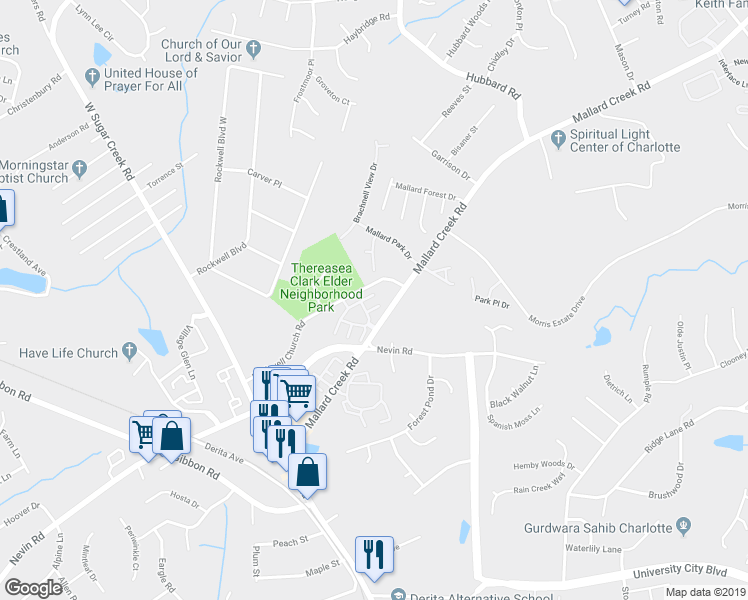 map of restaurants, bars, coffee shops, grocery stores, and more near in Charlotte