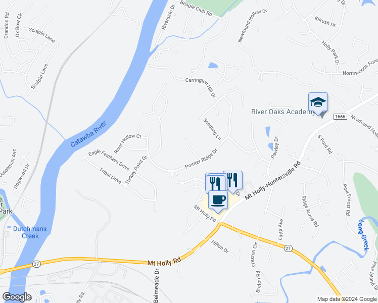 map of restaurants, bars, coffee shops, grocery stores, and more near 10301 Covingtonwood Drive in Charlotte