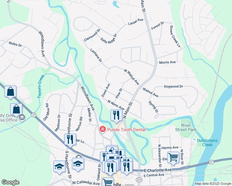 map of restaurants, bars, coffee shops, grocery stores, and more near 505 Pine Street in Mount Holly
