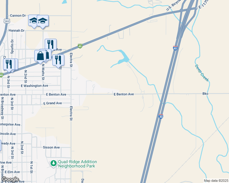 map of restaurants, bars, coffee shops, grocery stores, and more near 919 East Benton Avenue in Sayre