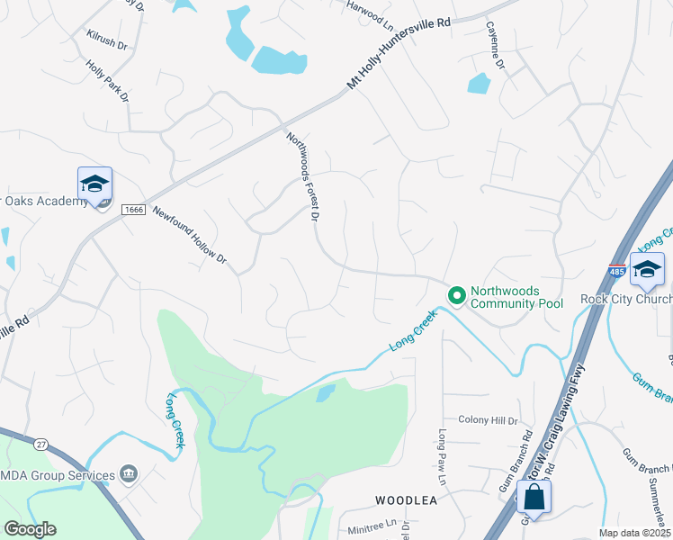 map of restaurants, bars, coffee shops, grocery stores, and more near 1639 Sugar Hollow Drive in Charlotte