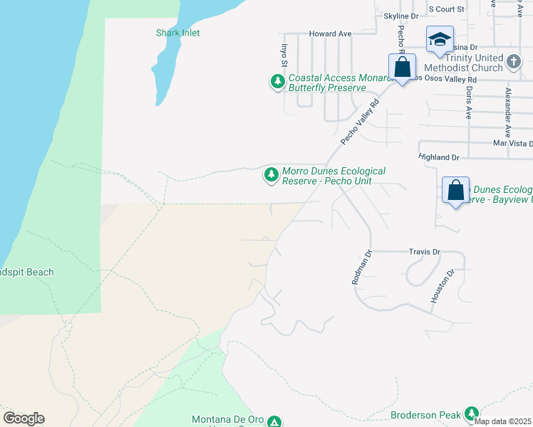 map of restaurants, bars, coffee shops, grocery stores, and more near 101 Seascape Place in San Luis Obispo County