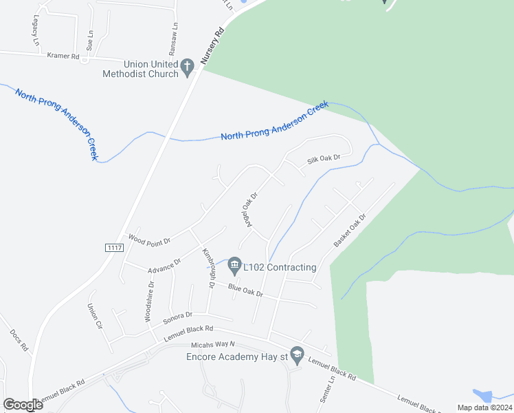 map of restaurants, bars, coffee shops, grocery stores, and more near 202 Angel Oak Drive in Bunnlevel
