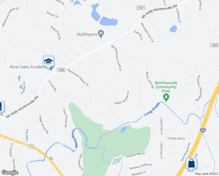 map of restaurants, bars, coffee shops, grocery stores, and more near 10731 Spruce Mountain Road in Charlotte
