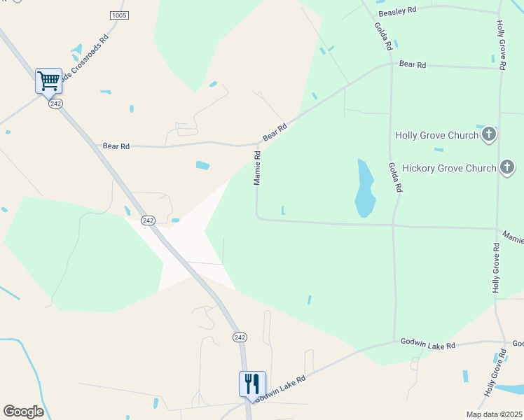 map of restaurants, bars, coffee shops, grocery stores, and more near Mamie Road in Benson