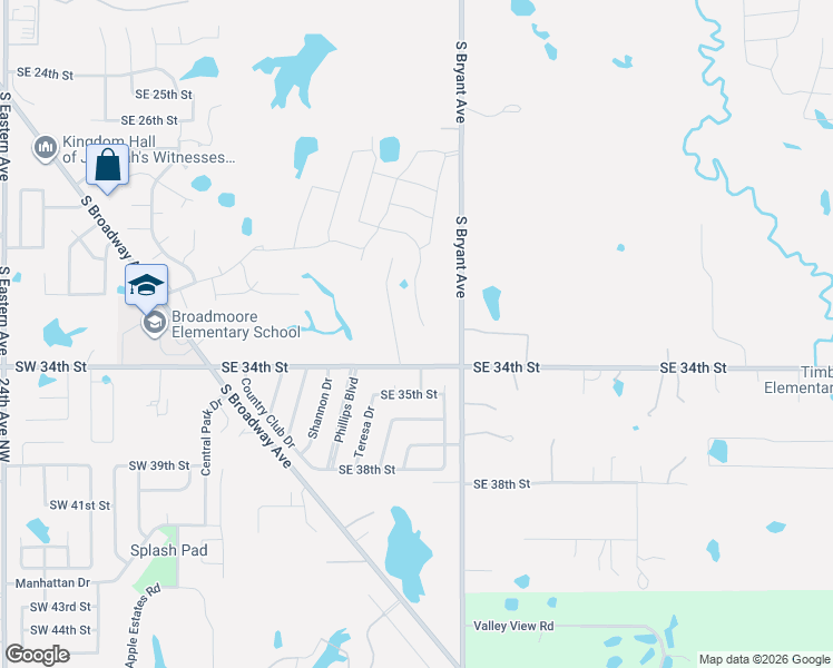 map of restaurants, bars, coffee shops, grocery stores, and more near 3324 Fairway Drive in Moore