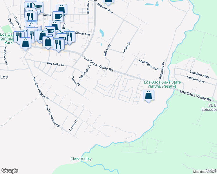 map of restaurants, bars, coffee shops, grocery stores, and more near 1595 Los Osos Valley Road in Baywood-Los Osos