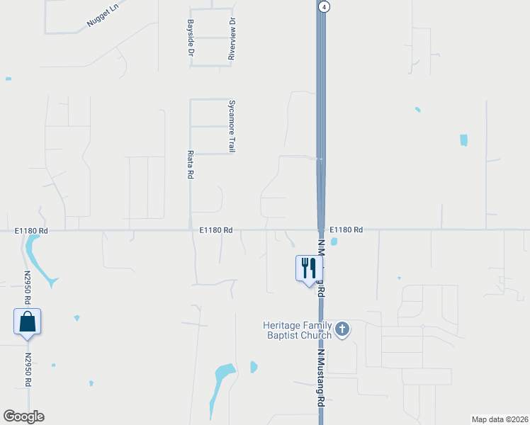 map of restaurants, bars, coffee shops, grocery stores, and more near 4616 Riata Circle in Tuttle