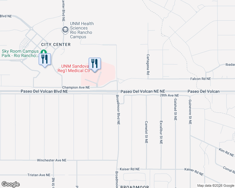 map of restaurants, bars, coffee shops, grocery stores, and more near 28th Avenue Northeast in Rio Rancho