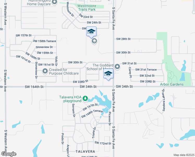 map of restaurants, bars, coffee shops, grocery stores, and more near 2005 Southwest 32 ND Street in Moore