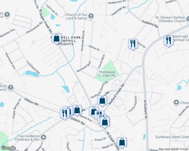 map of restaurants, bars, coffee shops, grocery stores, and more near in Charlotte