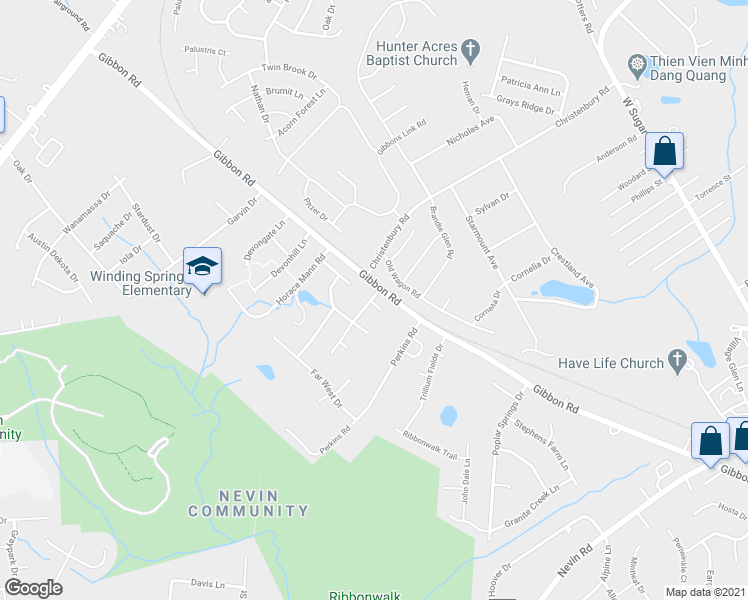 map of restaurants, bars, coffee shops, grocery stores, and more near 3925 Gibbon Road in Charlotte