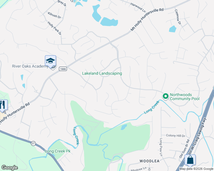 map of restaurants, bars, coffee shops, grocery stores, and more near 10734 Spruce Mountain Road in Charlotte
