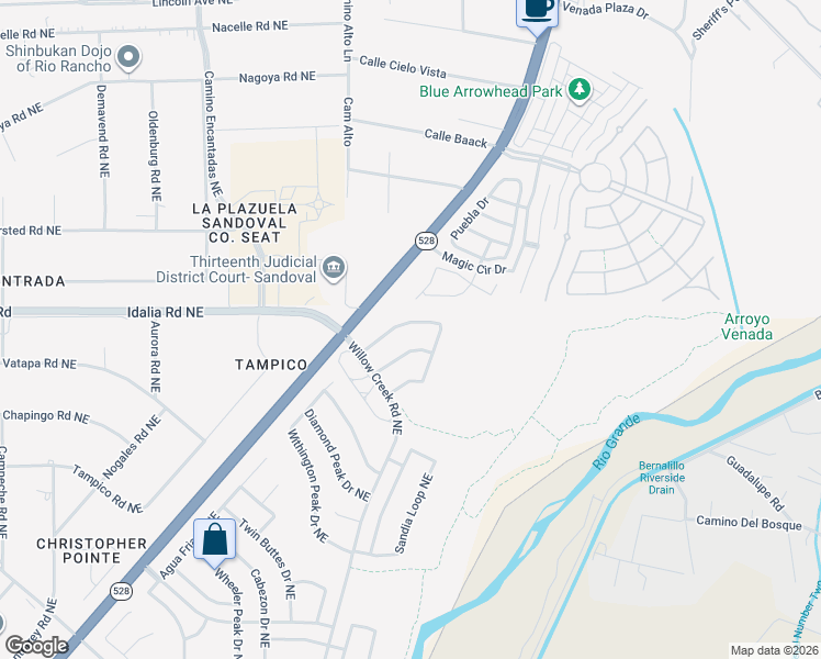 map of restaurants, bars, coffee shops, grocery stores, and more near 7225 Spruce Mountain Loop Northeast in Rio Rancho