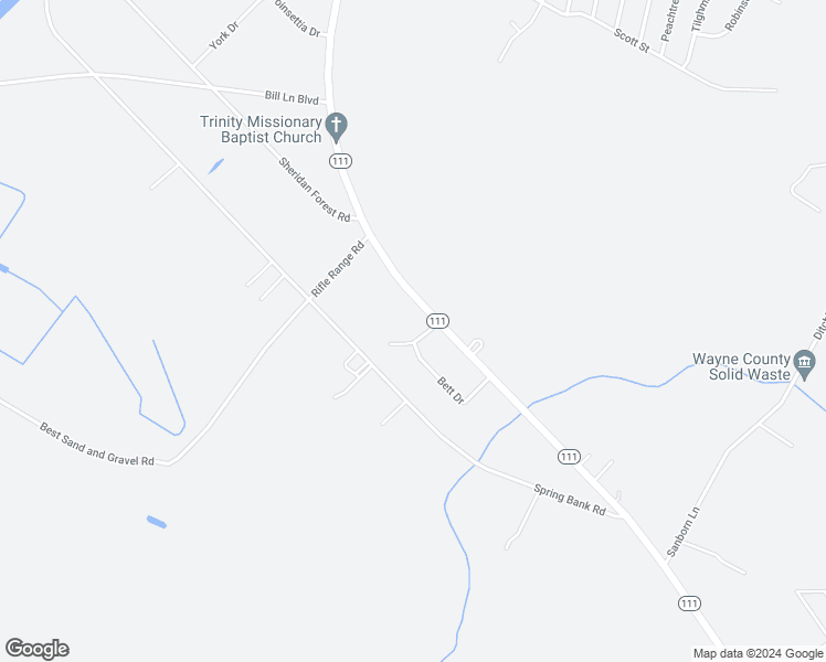 map of restaurants, bars, coffee shops, grocery stores, and more near 102 Allen Drive in Goldsboro