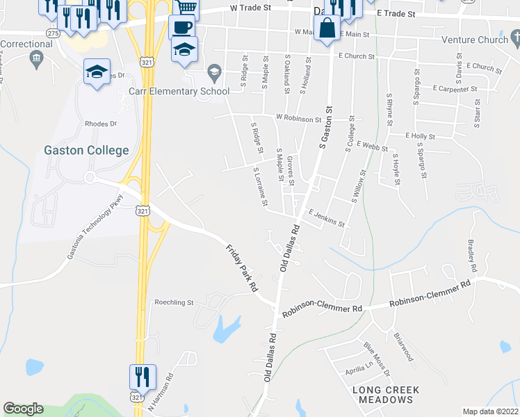 map of restaurants, bars, coffee shops, grocery stores, and more near 701 South Lorraine Street in Dallas