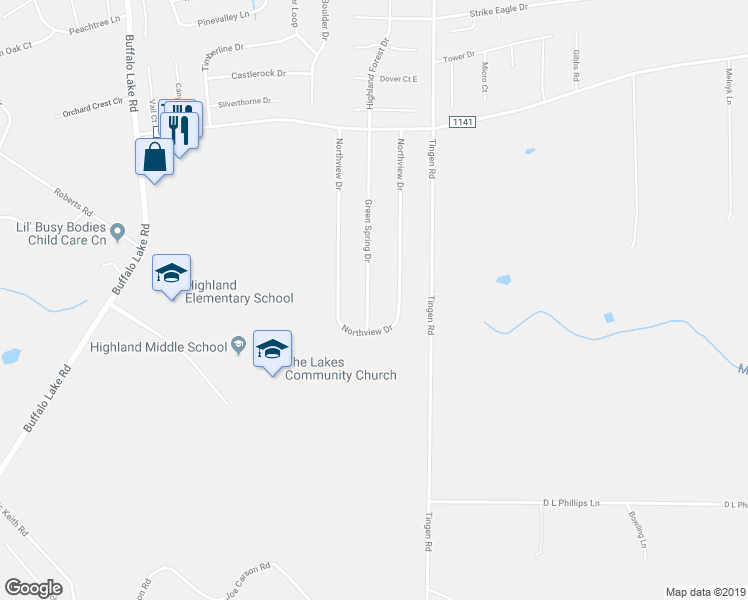 map of restaurants, bars, coffee shops, grocery stores, and more near 407 Green Spring Drive in Sanford