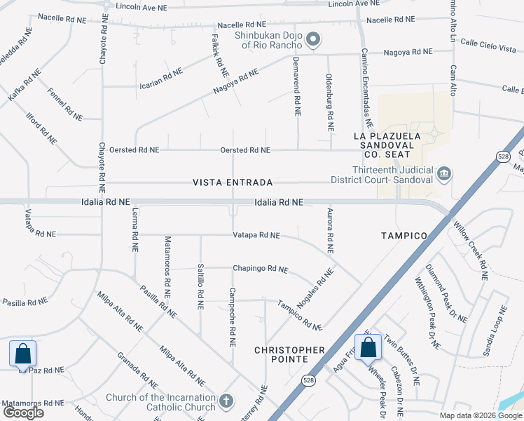 map of restaurants, bars, coffee shops, grocery stores, and more near 6820 Idalia Road Northeast in Rio Rancho
