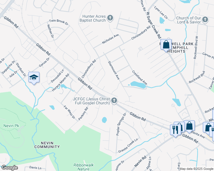 map of restaurants, bars, coffee shops, grocery stores, and more near 3811 Starmount Avenue in Charlotte