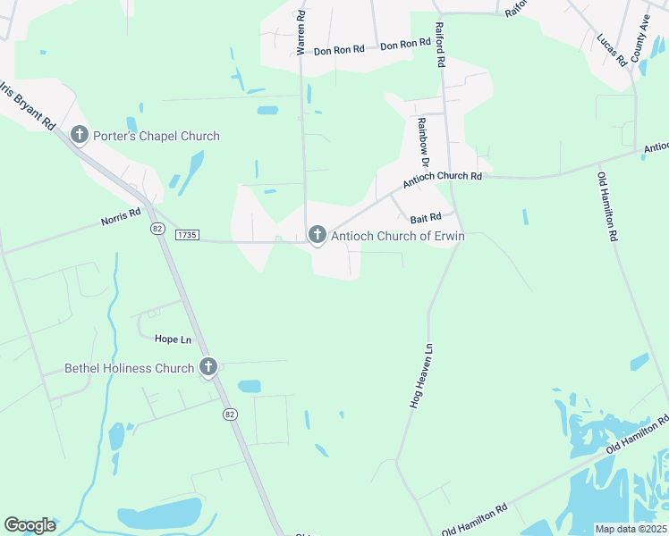map of restaurants, bars, coffee shops, grocery stores, and more near 114 Lavendale Lane in Dunn