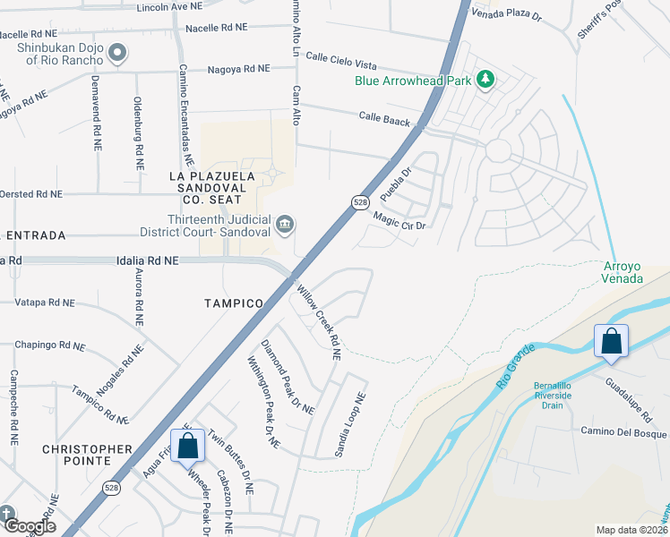 map of restaurants, bars, coffee shops, grocery stores, and more near 7225 Spruce Mountain Loop Northeast in Rio Rancho