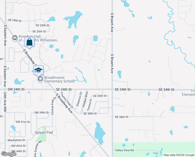 map of restaurants, bars, coffee shops, grocery stores, and more near 3324 Fairway Drive in Moore