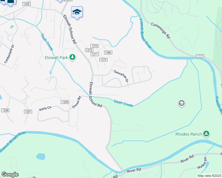 map of restaurants, bars, coffee shops, grocery stores, and more near 220 Riverwind Drive in Hendersonville