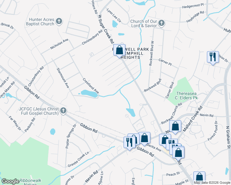 map of restaurants, bars, coffee shops, grocery stores, and more near in Charlotte