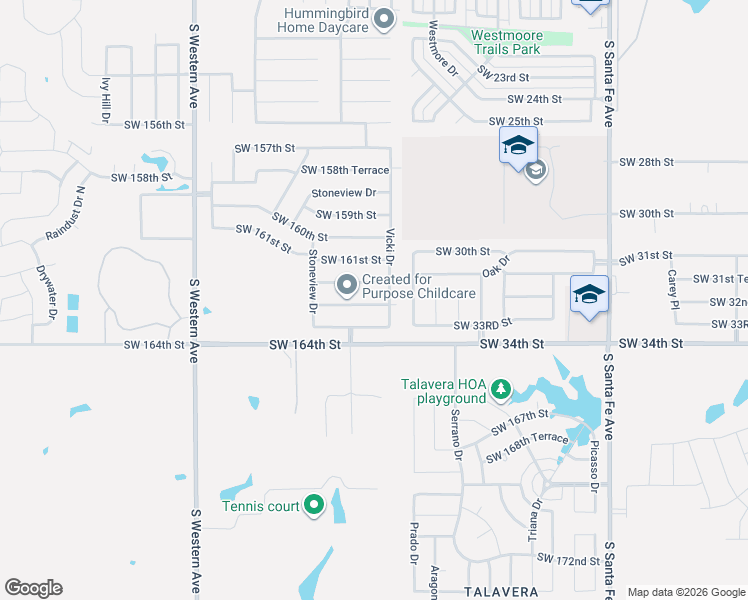 map of restaurants, bars, coffee shops, grocery stores, and more near 517 Southwest 163RD Street in Oklahoma City
