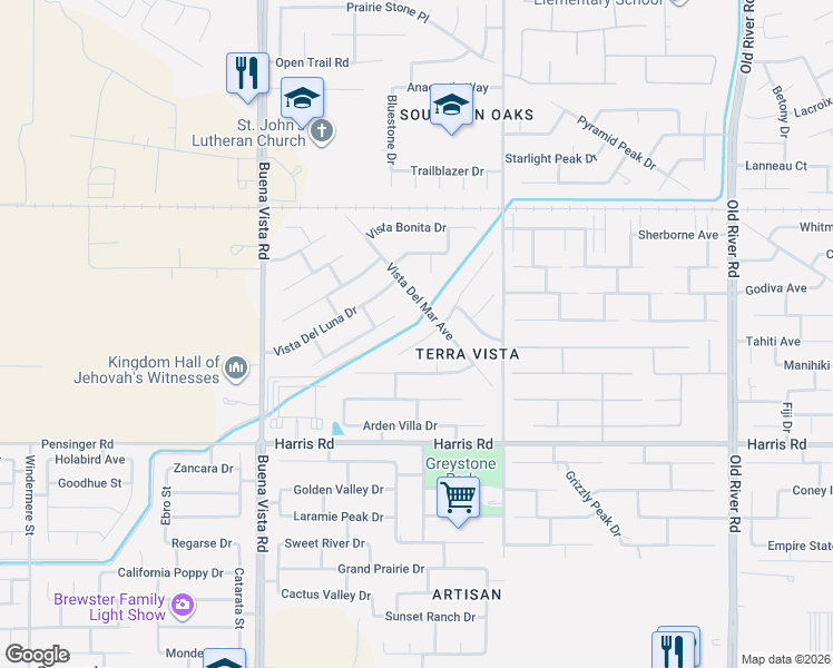 map of restaurants, bars, coffee shops, grocery stores, and more near 5317 Villa Bella Lane in Bakersfield