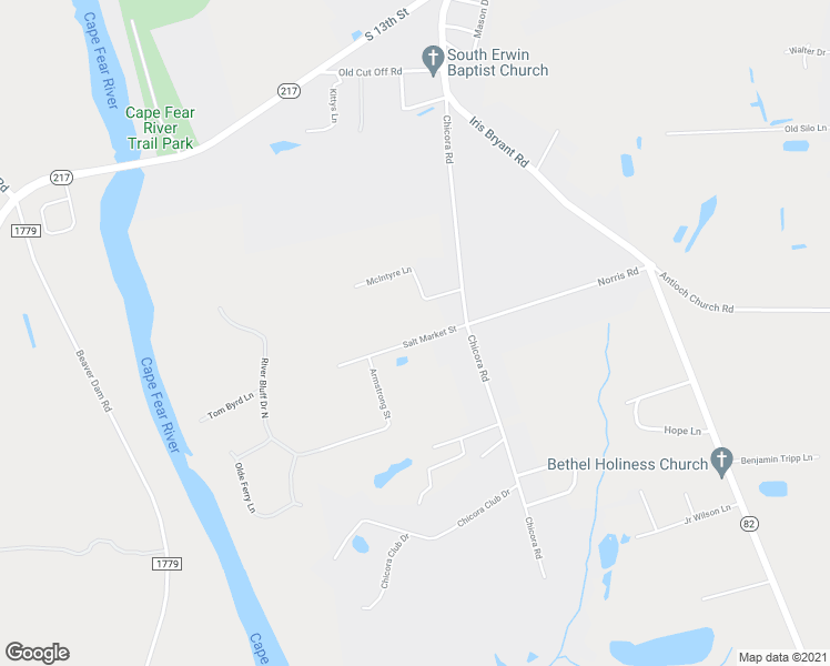 map of restaurants, bars, coffee shops, grocery stores, and more near 116 Salt Market Street in Dunn