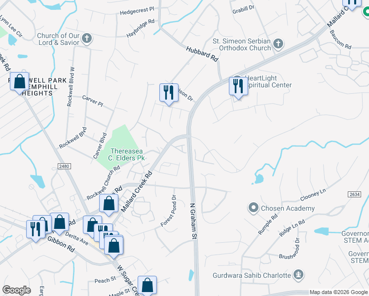 map of restaurants, bars, coffee shops, grocery stores, and more near in Charlotte