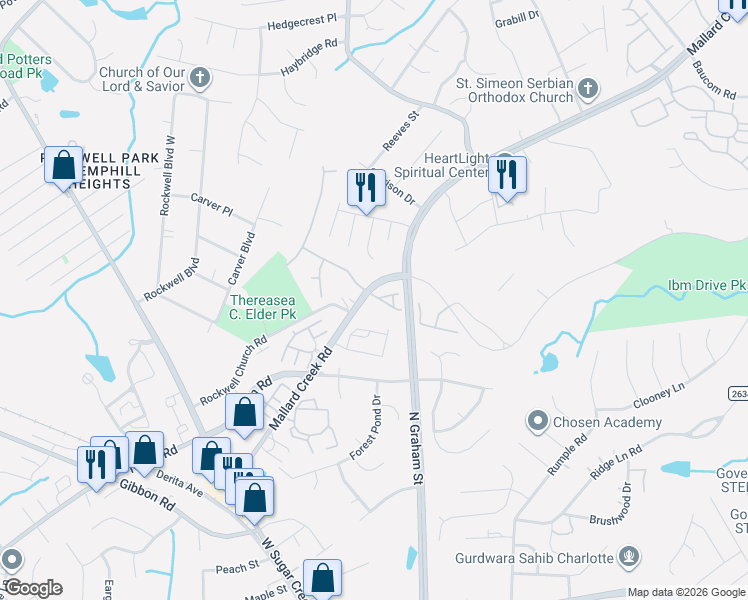 map of restaurants, bars, coffee shops, grocery stores, and more near in Charlotte