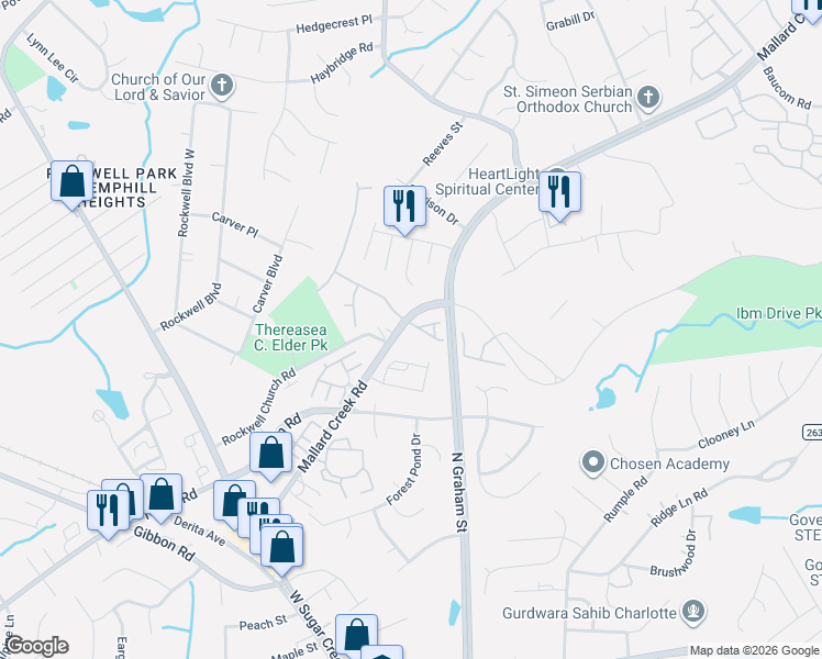 map of restaurants, bars, coffee shops, grocery stores, and more near in Charlotte